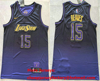 Men's Los Angeles Lakers #15 Austin Reaves Purple 2024 City Edition Swingman Stitched Jersey