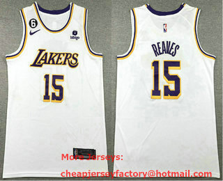 Men's Los Angeles Lakers #15 Austin Reaves White Association Edition With Patch Stitched Basketball Jersey