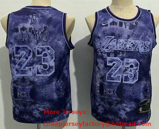 Men's Los Angeles Lakers #23 LeBron James 2023 Purple MVP Swingman Stitched Jersey