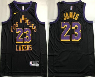 Men's Los Angeles Lakers #23 LeBron James Black 20025 City AU Jersey