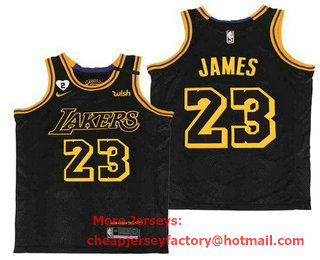 Men's Los Angeles Lakers #23 LeBron James Black NEW 2021 Nike City Edition Wish and Heart Stitched Jersey