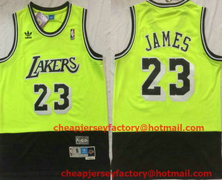 Men's Los Angeles Lakers #23 LeBron James Green Navy Blue Hardwood Classics Soul Swingman Throwback Jersey