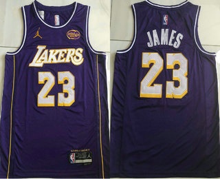 Men's Los Angeles Lakers #23 LeBron James Purple 2025 City Sponsor AU Jersey