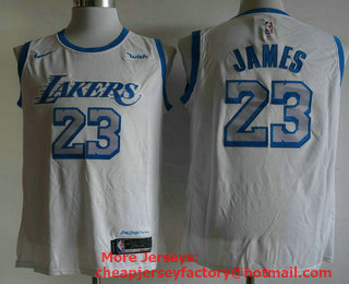 Men's Los Angeles Lakers #23 LeBron James White NEW 2021 Nike Wish City Edition Stitched Jersey