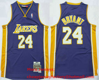 Men's Los Angeles Lakers #24 Kobe Bryant 2006-07 Purple Hardwood Classics Soul Swingman Throwback Jersey