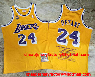 Men's Los Angeles Lakers #24 Kobe Bryant 2007-08 Yellow honors Edition Hardwood Classics Soul AU Throwback Jersey