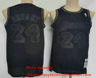 Men's Los Angeles Lakers #24 Kobe Bryant ALL Black Hardwood Classics NEW Swingman Throwback Jersey