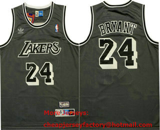 Men's Los Angeles Lakers #24 Kobe Bryant ALL Black Hardwood Classics Swingman Throwback Jersey