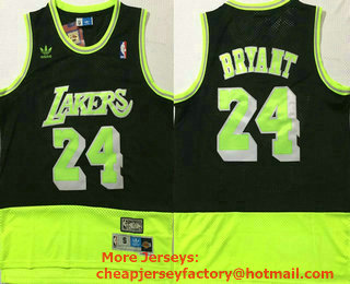 Men's Los Angeles Lakers #24 Kobe Bryant Black Green Split Hardwood Classics Jersey