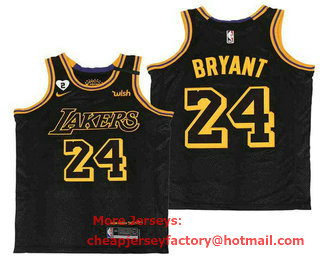 Men's Los Angeles Lakers #24 Kobe Bryant Black NEW 2021 Nike City Edition Wish and Heart Stitched Jersey