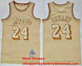 Men's Los Angeles Lakers #24 Kobe Bryant Gold 2008 Throwback Swingman Jersey