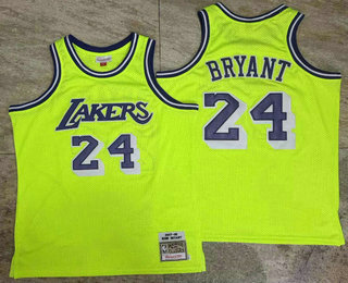 Men's Los Angeles Lakers #24 Kobe Bryant Green AU Stitched Throwback Jersey