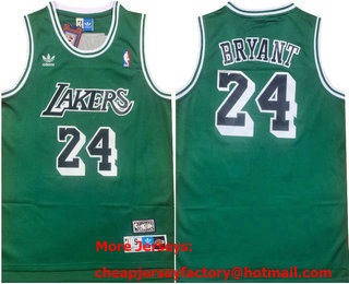 Men's Los Angeles Lakers #24 Kobe Bryant Green Hardwood Classics Soul Swingman Throwback Jersey