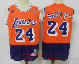 Men's Los Angeles Lakers #24 Kobe Bryant Red Blue Split Hardwood Classics Jersey