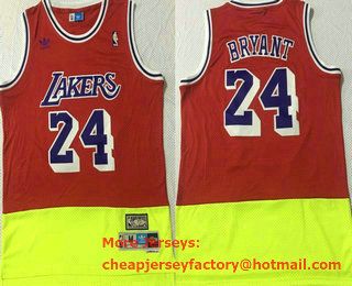 Men's Los Angeles Lakers #24 Kobe Bryant Red Green Split Hardwood Classics Jersey