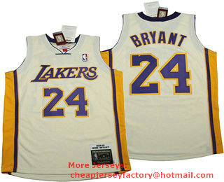 Men's Los Angeles Lakers #24 Kobe Bryant White 2008-09 Hardwood Classics Soul Swingman Throwback Jersey