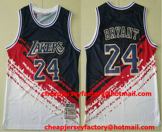 Men's Los Angeles Lakers #24 Kobe Bryant White With Black Independence Day 1996-97 Hardwood Classics Soul Swingman Throwback Jersey