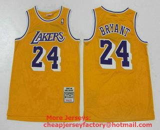 Men's Los Angeles Lakers #24 Kobe Bryant Yellow 2007-08 Hardwood Classics Soul Swingman Throwback Jersey