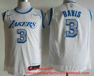 Men's Los Angeles Lakers #3 Anthony Davis White NEW 2021 Nike Wish City Edition Stitched Jersey