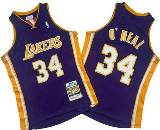 Men's Los Angeles Lakers #34 Shaquille ONeal Purple 1999 Throwback Swingman Jersey