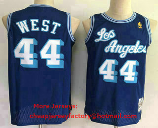Men's Los Angeles Lakers #44 Jerry West Blue Gold NBA Hardwood Classics Soul Swingman Throwback Jersey