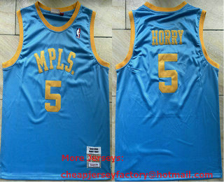 Men's Los Angeles Lakers #5 Robert Horry MPLS Blue Hardwood Classics Soul Swingman Throwback Jersey