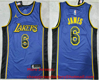 Men's Los Angeles Lakers #6 LeBron James Purple Statement 2022 Icon Swingman Jersey