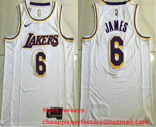 Men's Los Angeles Lakers #6 LeBron James White 2021 Nike AU Stitched NBA Jersey