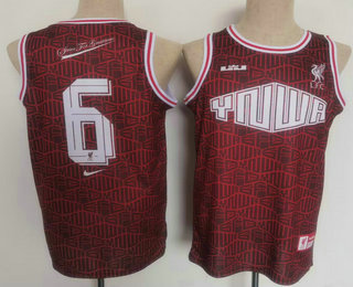 Men's Los Angeles Lakers #6 LeBron James Red Liverpool Swingman Jersey