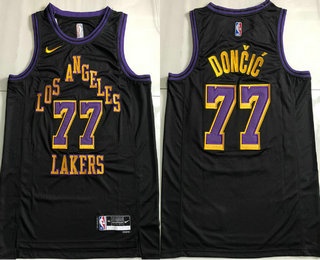 Men's Los Angeles Lakers #77 Luka Doncic Black 20025 City AU Jersey