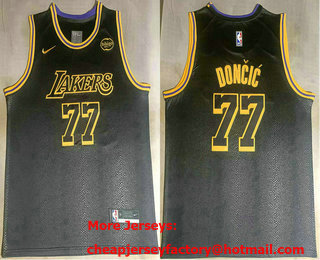 Men's Los Angeles Lakers #77 Luka Doncic Black City Swingman Jersey