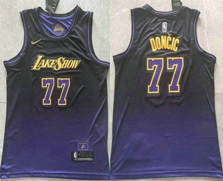 Men's Los Angeles Lakers #77 Luka Doncic Purple 2024 City Swingman Jersey