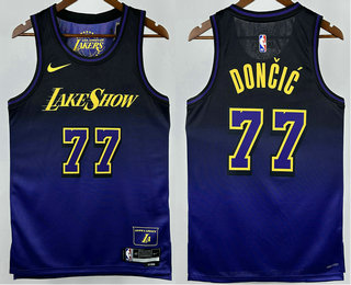 Men's Los Angeles Lakers #77 Luka Doncic Purple 2025 City Edition Hot Press Jersey