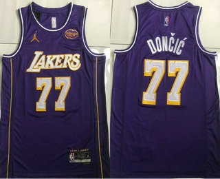 Men's Los Angeles Lakers #77 Luka Doncic Purple 2025 City Sponsor AU Jersey