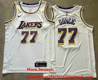 Men's Los Angeles Lakers #77 Luka Doncic White AU Jersey