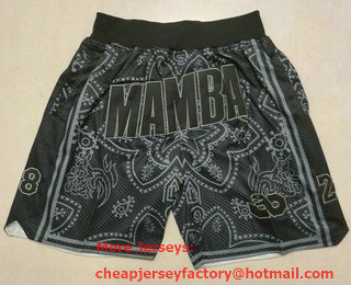 Men's Los Angeles Lakers #8 #24 Kobe Bryant Mamba Black Swingman Stitched Shorts