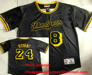Men's Los Angeles Lakers #8 24 Kobe Bryant Black Short Sleeved AU Throwback Jersey