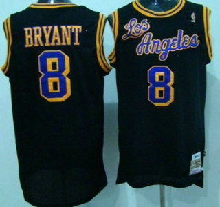 Men's Los Angeles Lakers #8 Kobe Bryant 1996-97 Black Hardwood Classics Soul Swingman Throwback Jersey