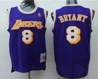 Men's Los Angeles Lakers #8 Kobe Bryant 1996-97 Purple Hardwood Classics Soul Swingman Throwback Jersey