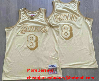 Men's Los Angeles Lakers #8 Kobe Bryant Gold 1996-97 Throwback AU Jersey
