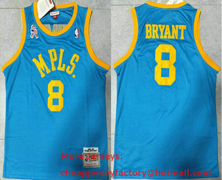 Men's Los Angeles Lakers #8 Kobe Bryant MPLS Blue 2001-02 Hardwood Classics Soul Swingman Throwback Jersey