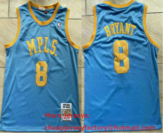 Men's Los Angeles Lakers #8 Kobe Bryant MPLS Blue Hardwood Classics Soul Swingman Throwback Jersey
