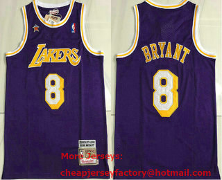 Men's Los Angeles Lakers #8 Kobe Bryant Purple 1998 All Star Hardwood Classics Soul AU Throwback Jersey