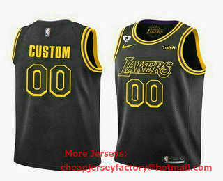 Men's Los Angeles Lakers Black Active Custom With Gigi Patch Stitched NBA Jersey