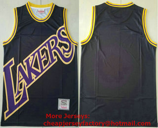 Men's Los Angeles Lakers Black Big Face Mitchell Ness Hardwood Classics Soul Swingman Throwback Jersey