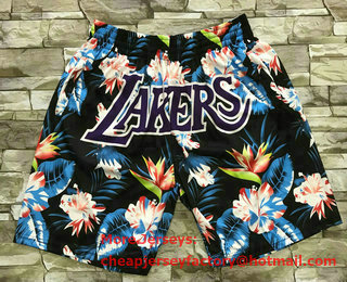 Men's Los Angeles Lakers Ness Floral Fashion Hardwood Classics Soul Swingman Throwback Shorts