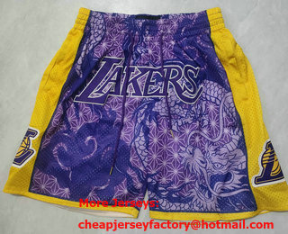 Men's Los Angeles Lakers Purple Dragon Throwback Swingman Shorts