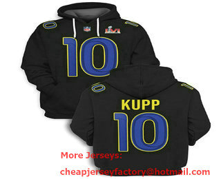 Men's Los Angeles Rams #10 Cooper Kupp 2021 Black Super Bowl LVI Pullover Hoodie