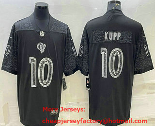 Men's Los Angeles Rams #10 Cooper Kupp Black Reflective Limited Stitched Football Jersey