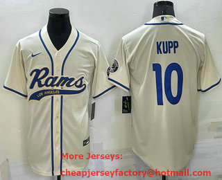 Men's Los Angeles Rams #10 Cooper Kupp Cream Stitched Cool Base Nike Baseball Jersey